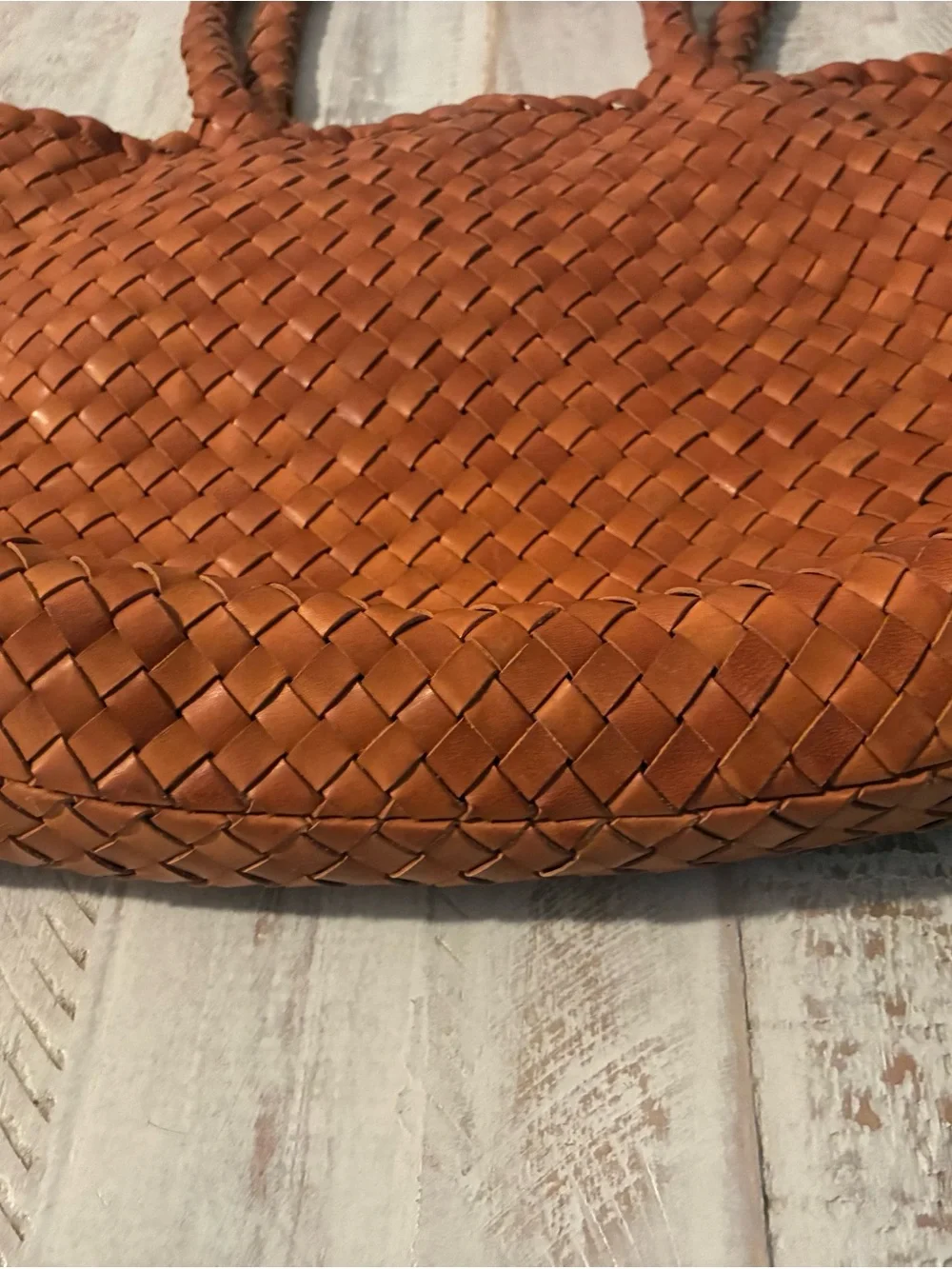 MILANER Elena Handwoven Leather Tote Bag Basket Shopper NWOT